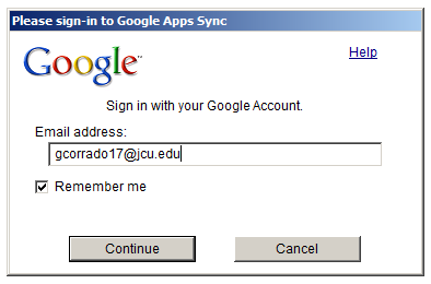 Picture with Sign in to Google App Sync