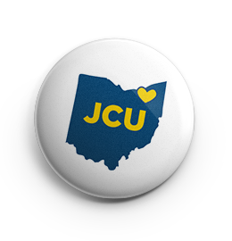 Graphic of Ohio with a heart over Cleveland that reads "JCU"