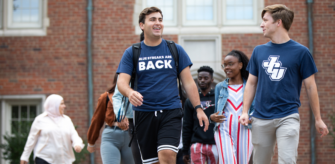 students walking