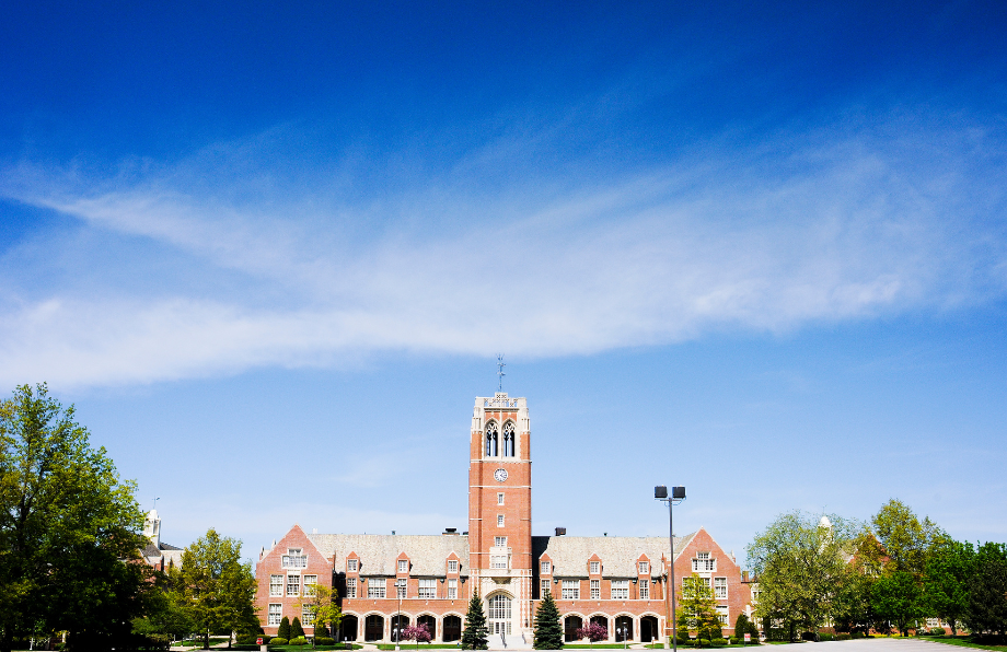 jcu campus clock tower and sunny sky