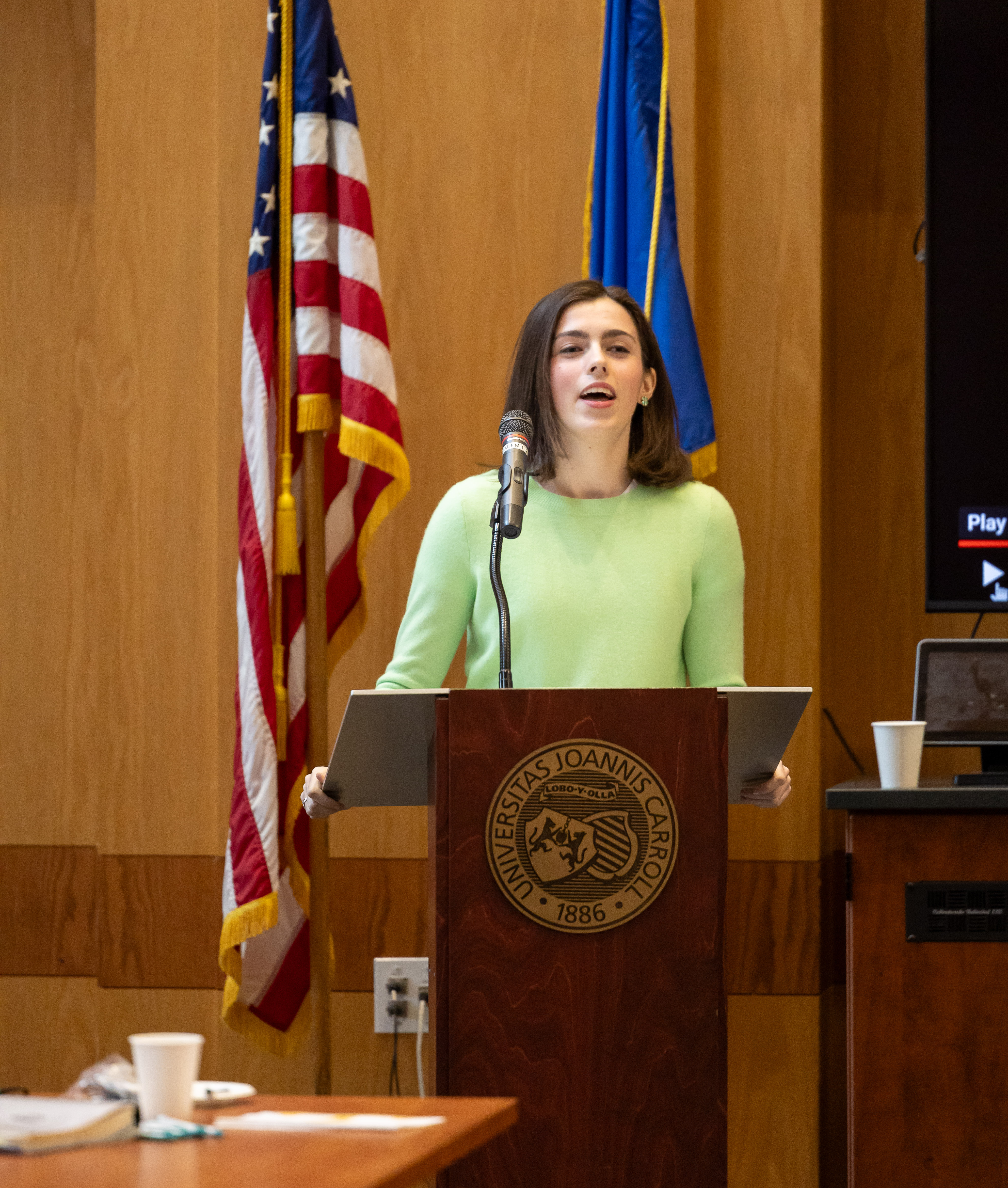 Kerry Kelly speaking on campus