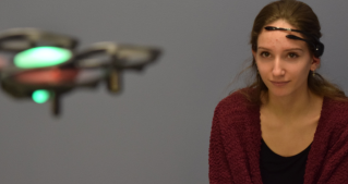 A computer science student controls a drone using their mind.