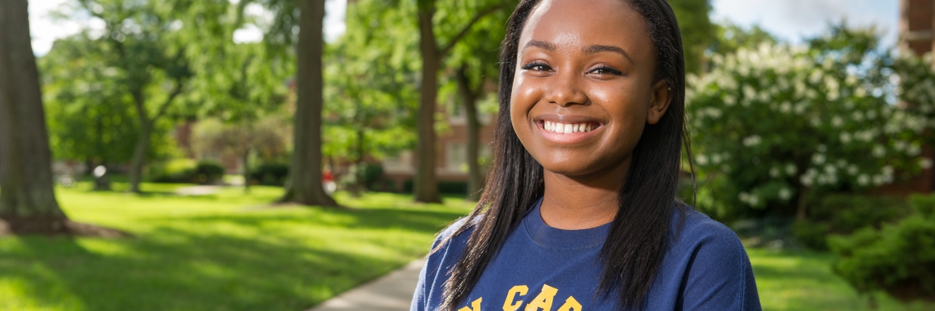 Abrial Neely '17 shown on one quad wearing a John Carroll t-shirt