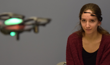 A computer science student controls a drone using their mind.